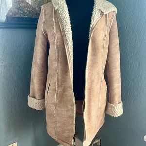 Women’s ESPIRIT Faux Shearling Coat Jacket - Tan Sz M